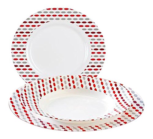 Sixties service de table 18 pièces, verre, blanc