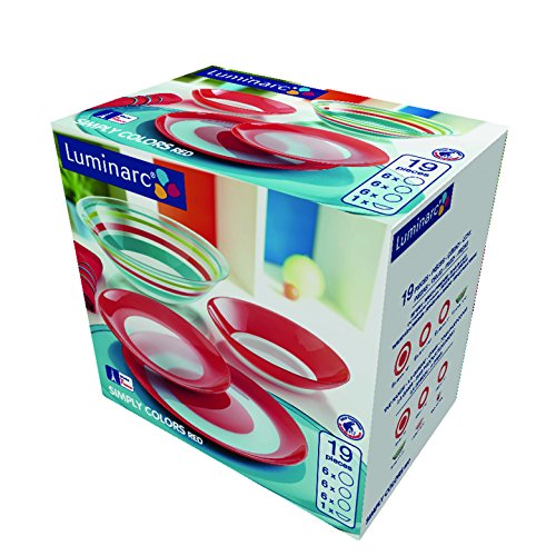 Simply colors red service de table 19 pièces de...