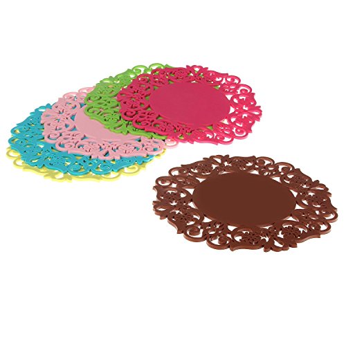 ISUDA Dessous de verre , lot de 6 imperméable,creux,motif circulaire,napperon en forme fleur dessous de verre code EAN 0884772356479 