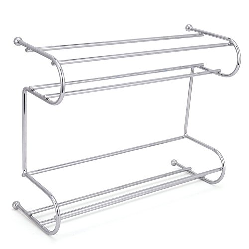 EZOware EZOWare® [Nouveauté Juin] Étagère à épices à 3 étages en Fer Chromé, Présentoir à épices à 3 niveaux, Fixation Murale 0885157836883 (0885157836883)