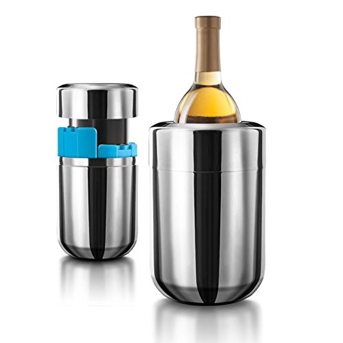 Stainless steel wine chiller with removable gel...