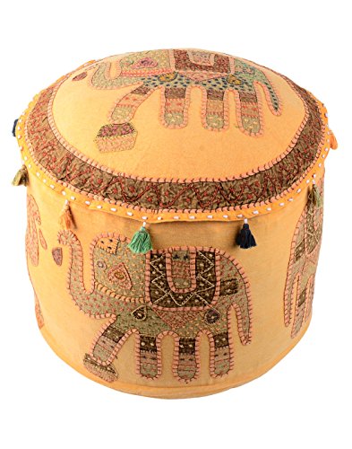 Elégant Ottoman coton jaune Elephant Patchwork ...