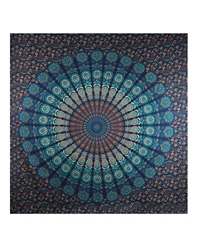 Rajrang Multicolore Mandala Tapisserie mur indien Suspendre, Drap, Coverlet pique-nique Plage Sheet, Superior Quality Hippie mur Tapisserie ou Bedspread dans Organic Cotton Tree of Life 95 x 85 pouces code EAN 0887541423723 