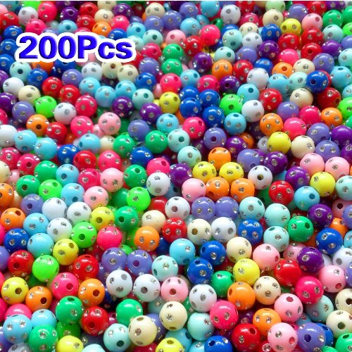 TOOGOO(R) 200x perles en plastique strass rond 8mm multicolores code EAN 0888309091215 