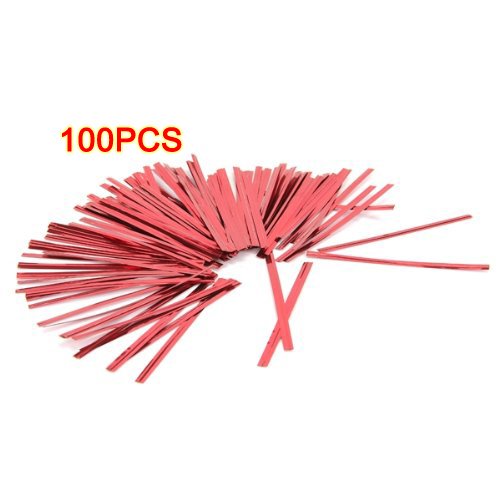Lot 100 rouge attache fil fer twist tie sachet ...