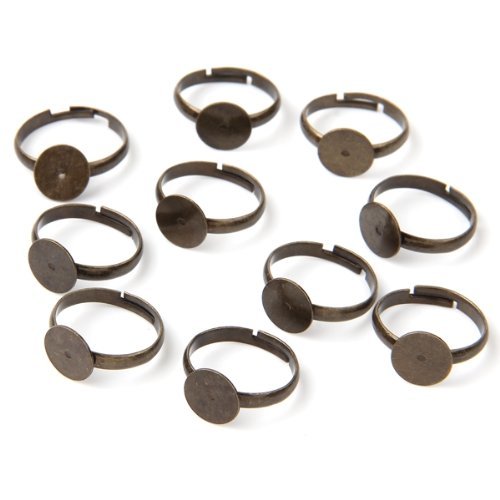 Lot de 10 support de bague 10mm plateau bronze ...