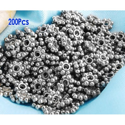 Lot 200 perles intercalaires en tibet argent fl...