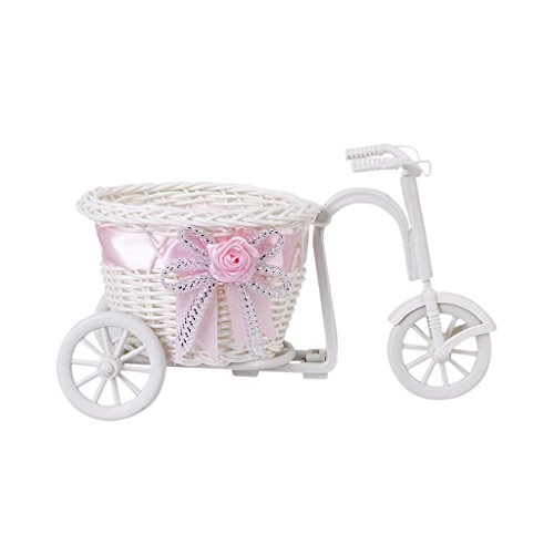 Tricycle panier de fleurs en rotin pour vase a ...