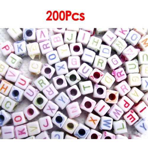 200 x perle en plastique couleur blanc cube 6mm...