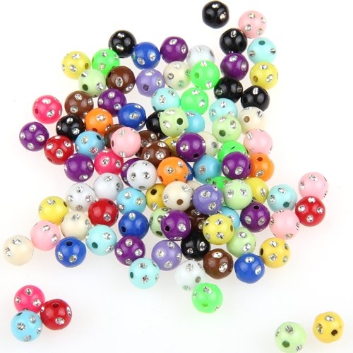Gleader 200X PERLES EN PLASTIQUE STRASS ROND 8MM MULTICOLORES code EAN 0888309611895 