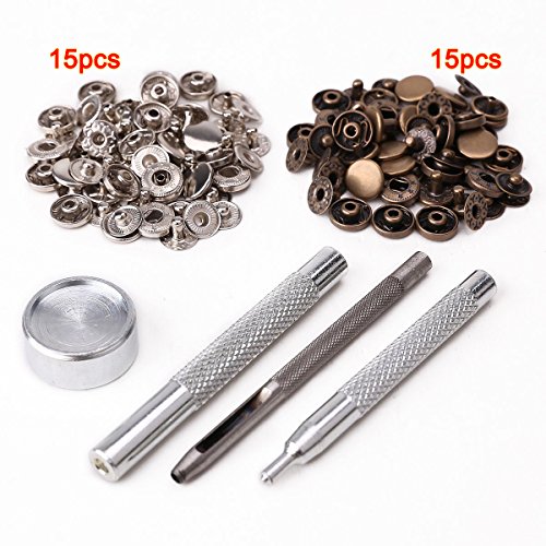 30pcs 10mm bouton pression métal + outil à fixe...