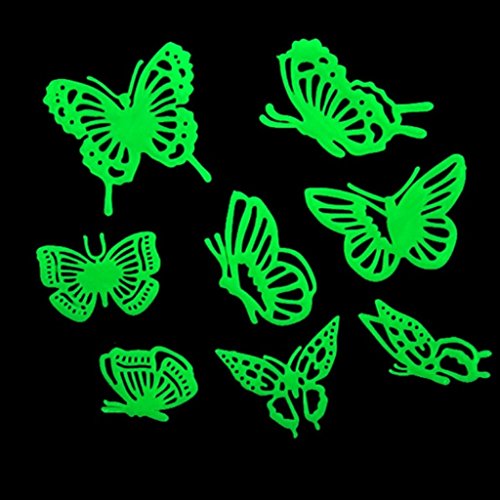 8pcs autocollants de papillon brillant fluoresc...