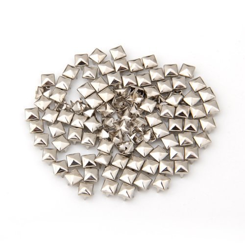 Lot de 100 rivets carre couleur argent 6mm deco...