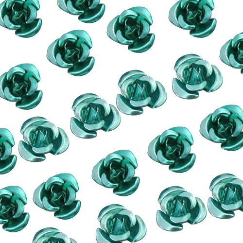 50 pcs 8mm roses vertes claires en aluminium an...