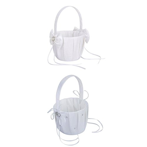 2 pcs fleur fille panier ivoire et blanc bowkno...
