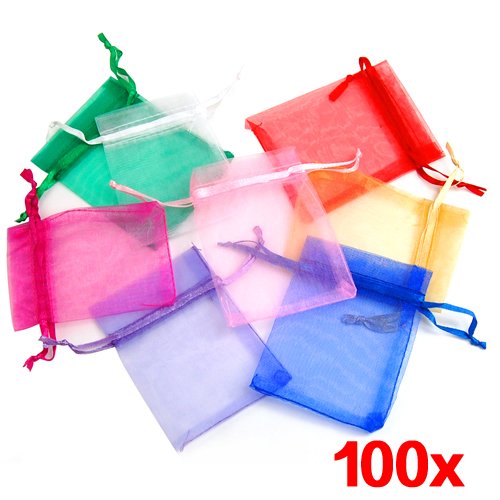 100pcs luxueux organza mariage faveur cadeau sacs