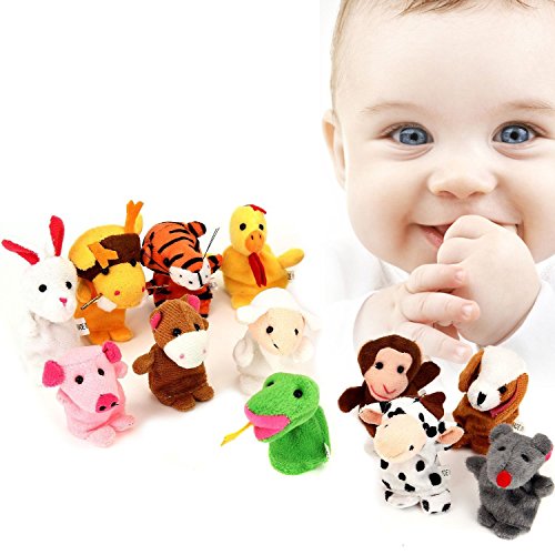 SOCU Bébé marionnettes à doigt,SOCU 12 pièces drôles Animaux doigt marionnettes main marionnettes de théâtre, Ensemble des animaux en peluche pour jouer et apprendre code EAN 0888375026968 