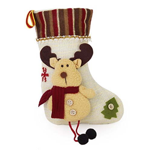 Chaussette bas de noël motif de renne sac cadea...