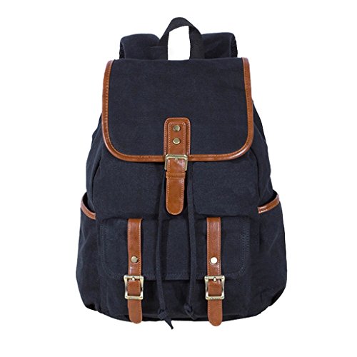 KAUKKO Dehang - Sac à dos / sac de voyage / sac scolaire / sac de randonnée en toile Unisexe Vintage - Vert d'armée / kaki / Noir 0889119062907 (0889119062907)