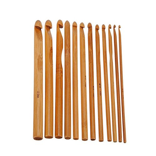 12 pièces Crochets Aiguilles à tricoter en bamb...