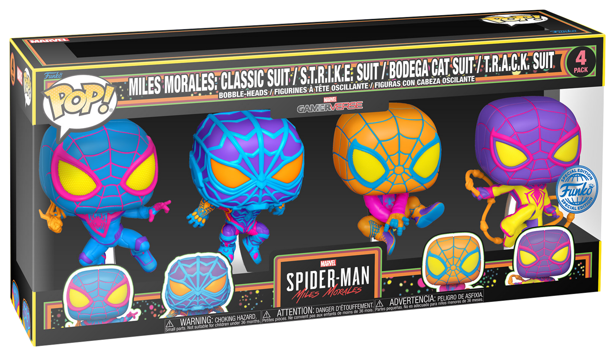  PACK 4 FUNKO POP SPIDERMAN MILES MORALES code EAN 0889698691406 