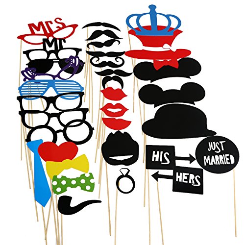 Pixnor PIXNOR 33pcs Accessoires Photobooth Masquerade Accessoires de Photos Lèvre/ Lunettes/ Cravate/ Couronne/ Lunettes/ Moustache Avec Bâton code EAN 0889736610246 