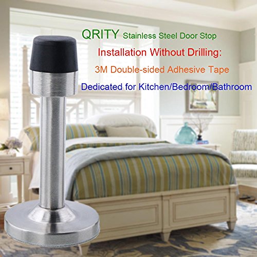 QRITY Puerta de acero inoxidable de parada, Butoirs de porte, la instalación sin necesidad de perforación - Cinta adhesiva 3M de doble cara code EAN 0889743371802 
