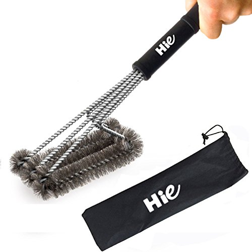 Brosses à barbecue 18" - Hie acier inoxydable 3 brosses, avec un manche long et ergonomique, Meilleur outils de nettoyage 360°pour grille et barbecue au charbon de bois, gaz, porcelaine 0889957030007 Hie