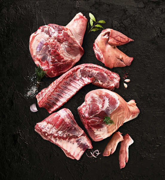 DEMI PORC AVEC DEMI-TÊTE SANS LANGUE SANS CERVE...