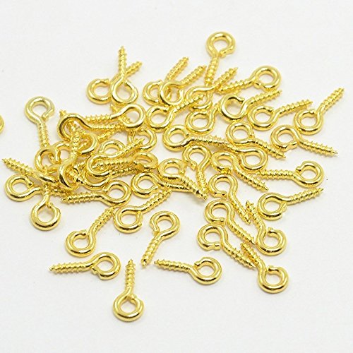 Lot de 100 Pitons à vis, Doré, 8 x 4 mm