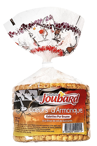 BISCUITERIE JOUBARD CŒURS D’ARMORIQUE GALETTES PUR BEURRE À LA FLEUR DE SEL DE GUÉRANDE code EAN 1033775 