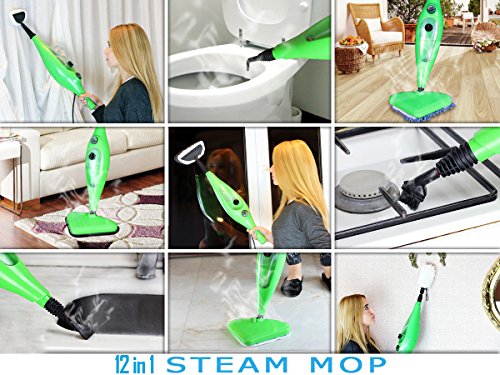 Nouveau ! Steam Mop Aspirateur/nettoyeur vapeur 12 en 1 Vert Convient pour sols 1108140005004 12 in 1 Steam Mop