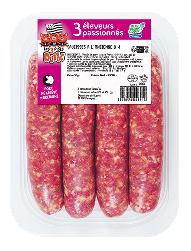 LES 3 P’TITS DUROC SAUCISSES À L’ANCIENNE X4 code EAN 1136986 