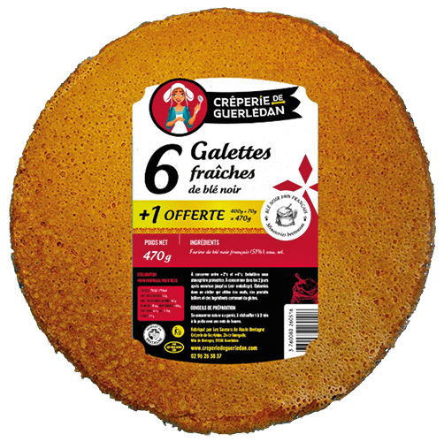 CRÊPERIE DE GUERLÉDAN 7 GALETTES FRAÎCHES DE BLÉ NOIR code EAN 1140405 