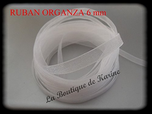10 Mètres DE RUBAN ORGANZA BLANC 6 mm - LIVRAIS...
