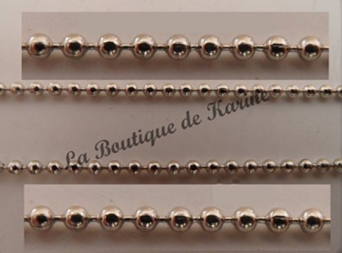 3 M DE CHAINE BOULE METAL ARGENTE diamètre 1,5 ...