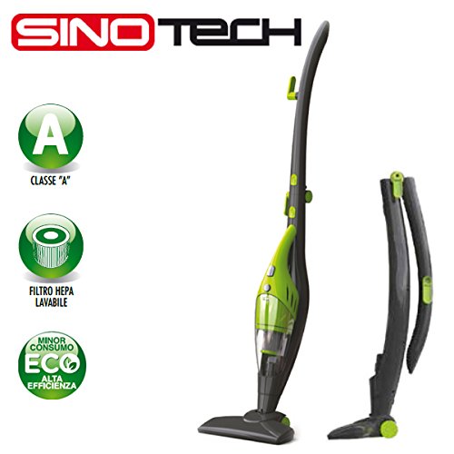 SINOTECH Exclusif Aspirateur vertical Cyclonique 2 en 1 en classe à?. Technologie Eco à haute efficacité - Double Fonction avec Aspirette extractible - Balai électrique Salvaspazio pliable à faible consommation d'énergie Aspire miettes multifonction avec filtre HEPA lavable sans sac à main combiné Aspire miettes cyclonique Cyclone vertical Cyclone gd291 code EAN 1235890450126 