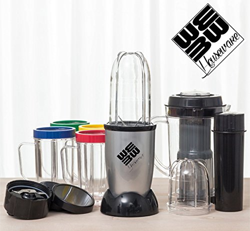 WeBullet Le nouveau We Bullet - Robot multifonctions avec l'extracteur de jus - Kit 21 pièces - mélanger mixeur blender smoothies chopper super rapide magic smoothie batteur de cuisine centrifugeuse jus de fruit frais code EAN 1289124501221 