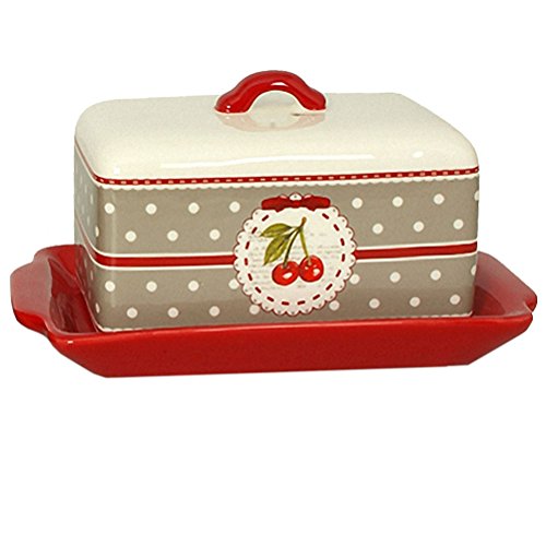 Gourmandise Boite à beurre en céramique Cerises - Gris 1384010183519 (1384010183519)