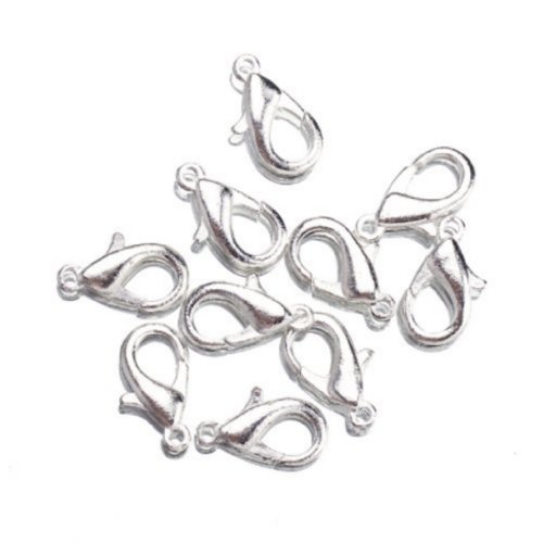 LOT DE 50 FERMOIRS MOUSQUETONS METAL ARGENTE CL...