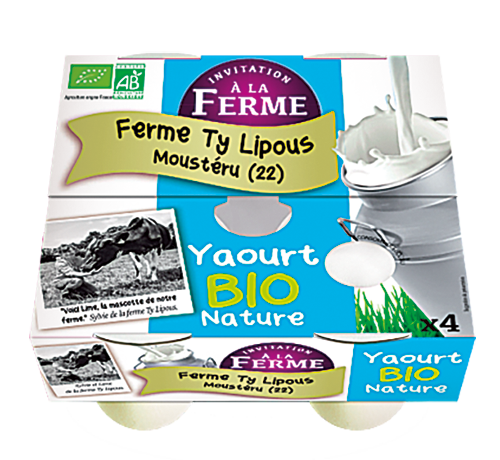 FERME TY LIPOUS YAOURT BIO NATURE X4 code EAN 1433557 