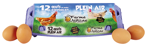 FERME DE JUNCAS 12 ŒUFS DE POULES ÉLEVÉES EN PLEIN AIR code EAN 1485478 