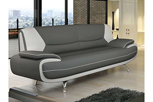 CANAPÉ 3 PLACES DESIGN GRIS ET BLANC MARITA