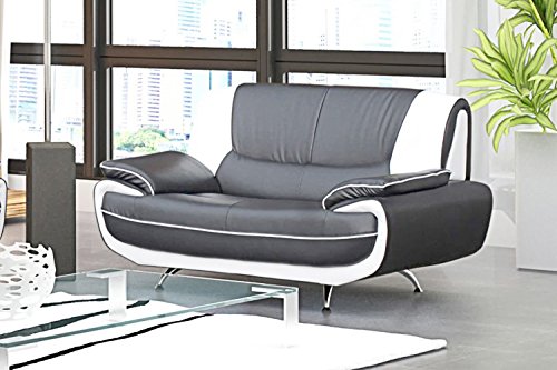 Canapé 2 places design MARITA (GRIS / BLANC)