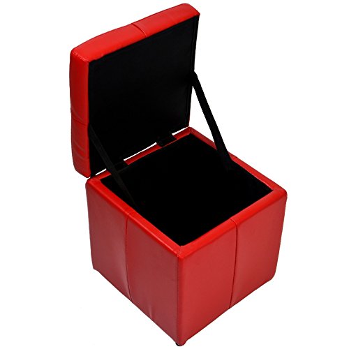 POUF COFFRE ROUGE HARY POUF CARRE