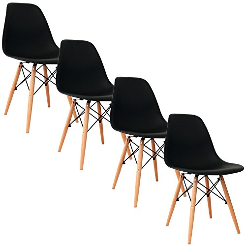LOT DE 4 CHAISES DESIGN NOIR NINA