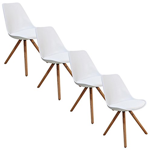 LOT DE 4 CHAISES DESIGN BLANC VELTA PIEDS EN BOIS