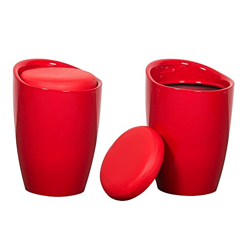 POUF AVEC RANGEMENT INTEGRÉ ROUGE ALBY COBFORTABLE