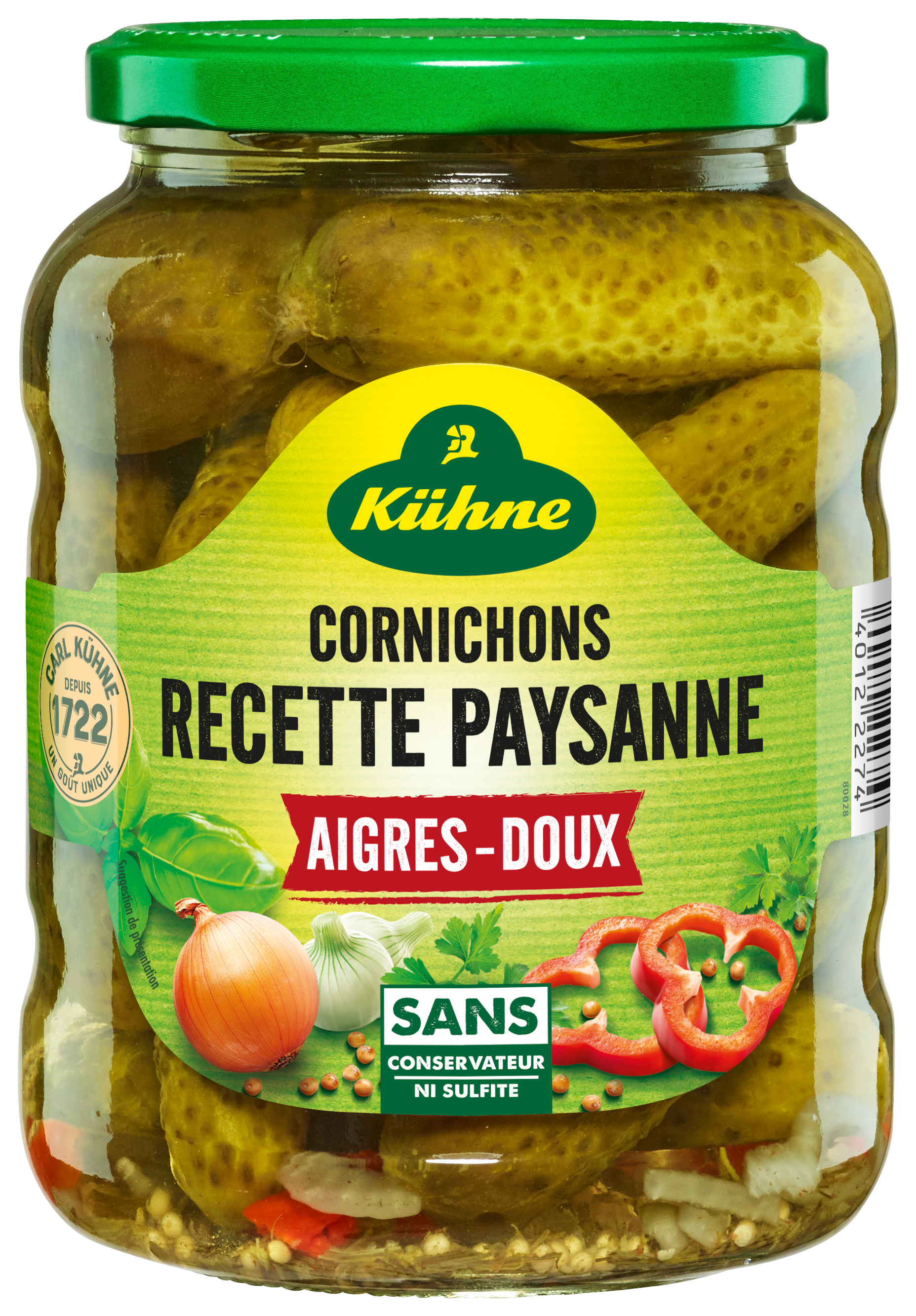 “KÜHNE” CORNICHONS AIGRES-DOUX code EAN 1534340207135 