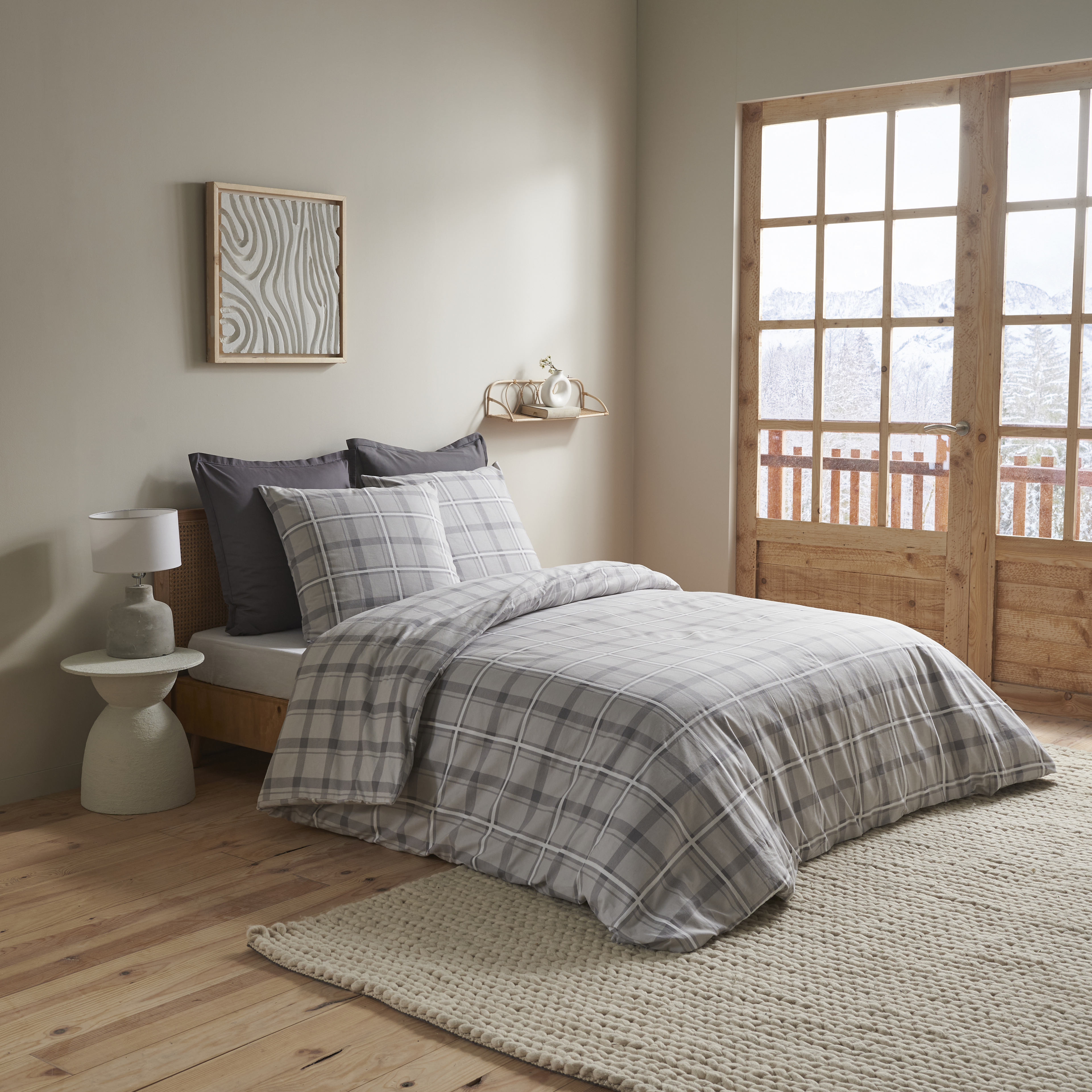 “TISSAIA” PARURE FLANELLE HOUSSE DE COUETTE 240X220 CM + 2 TAIES D'OREILLER 63X63 CM code EAN 1598312143071 